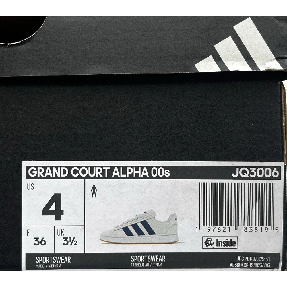 Adidas Mens Youth Boys Grand Court Alpha Sneakers Size 4 Orbit Grey/Blue Classic